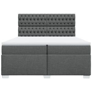 Κρεβάτι Boxspring με Στρώμα Σκούρο Γκρι 200x200 εκ. Υφασμάτινο - Pakobazaar