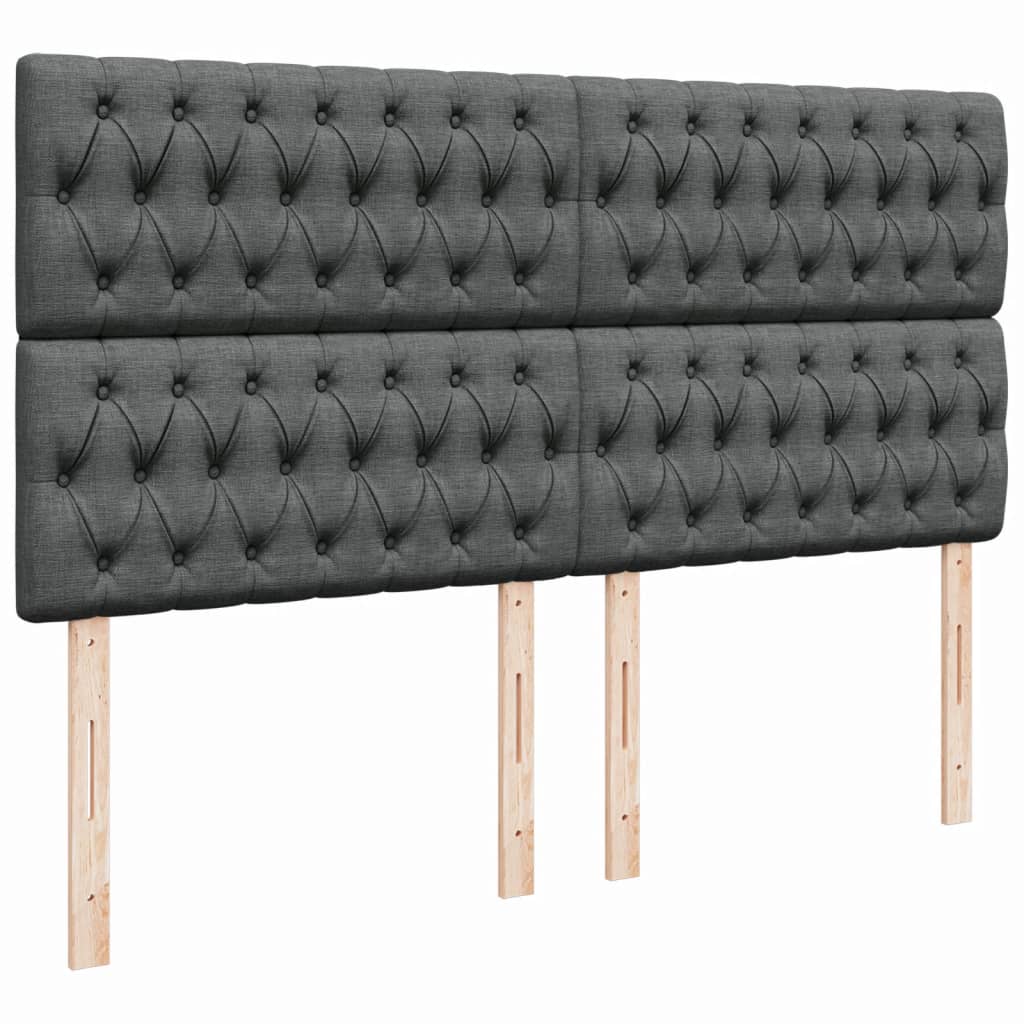 Κρεβάτι Boxspring με Στρώμα Σκούρο Γκρι 200x200 εκ. Υφασμάτινο - Pakobazaar