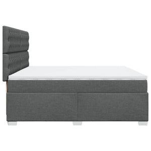Κρεβάτι Boxspring με Στρώμα Σκούρο Γκρι 200x200 εκ. Υφασμάτινο - Pakobazaar