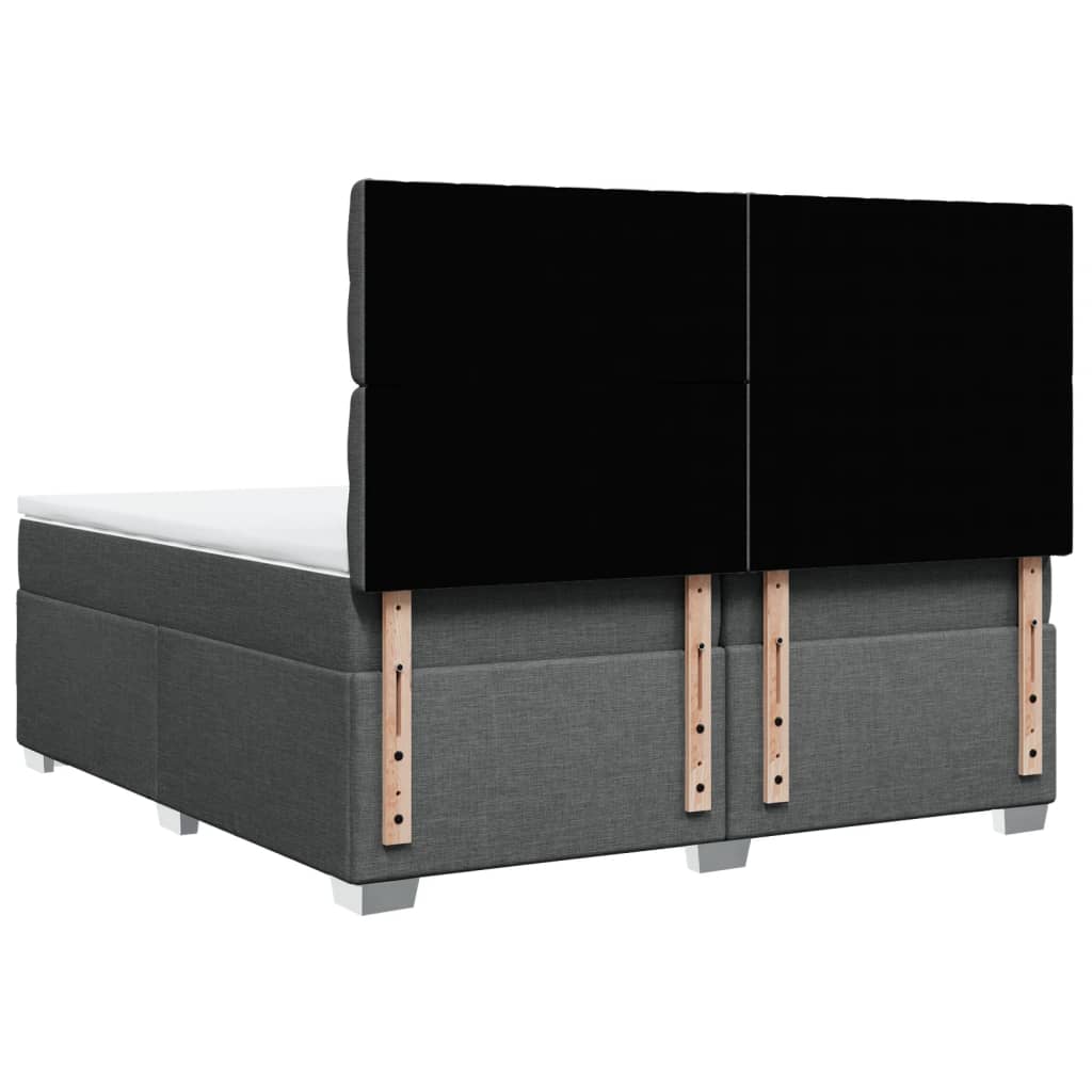 Κρεβάτι Boxspring με Στρώμα Σκούρο Γκρι 200x200 εκ. Υφασμάτινο - Pakobazaar