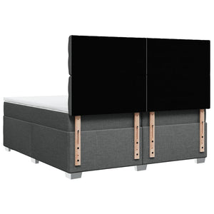 Κρεβάτι Boxspring με Στρώμα Σκούρο Γκρι 200x200 εκ. Υφασμάτινο - Pakobazaar