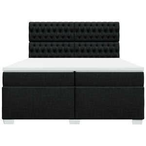 Κρεβάτι Boxspring με Στρώμα Μαύρο 200x200 εκ. Υφασμάτινο - Pakobazaar