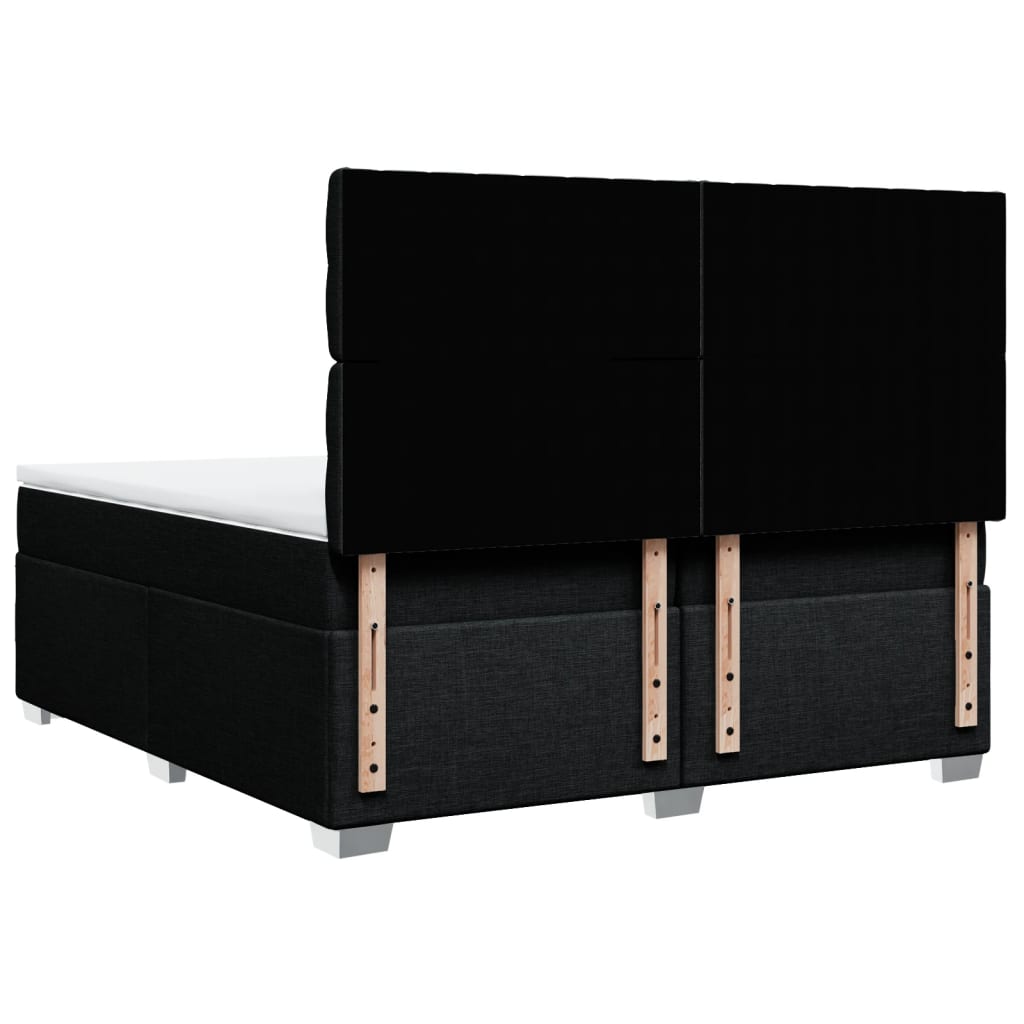 Κρεβάτι Boxspring με Στρώμα Μαύρο 200x200 εκ. Υφασμάτινο - Pakobazaar