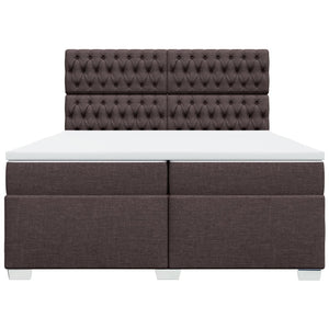 Κρεβάτι Boxspring με Στρώμα Σκούρο Καφέ 200x200 εκ. Υφασμάτινο - Pakobazaar