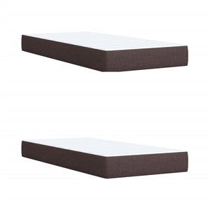 Κρεβάτι Boxspring με Στρώμα Σκούρο Καφέ 200x200 εκ. Υφασμάτινο - Pakobazaar