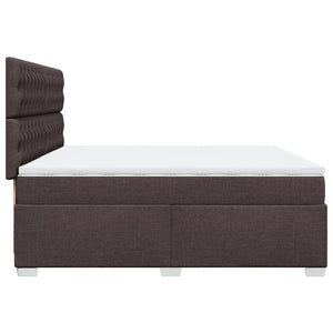 Κρεβάτι Boxspring με Στρώμα Σκούρο Καφέ 200x200 εκ. Υφασμάτινο - Pakobazaar