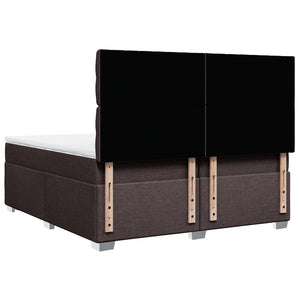 Κρεβάτι Boxspring με Στρώμα Σκούρο Καφέ 200x200 εκ. Υφασμάτινο - Pakobazaar