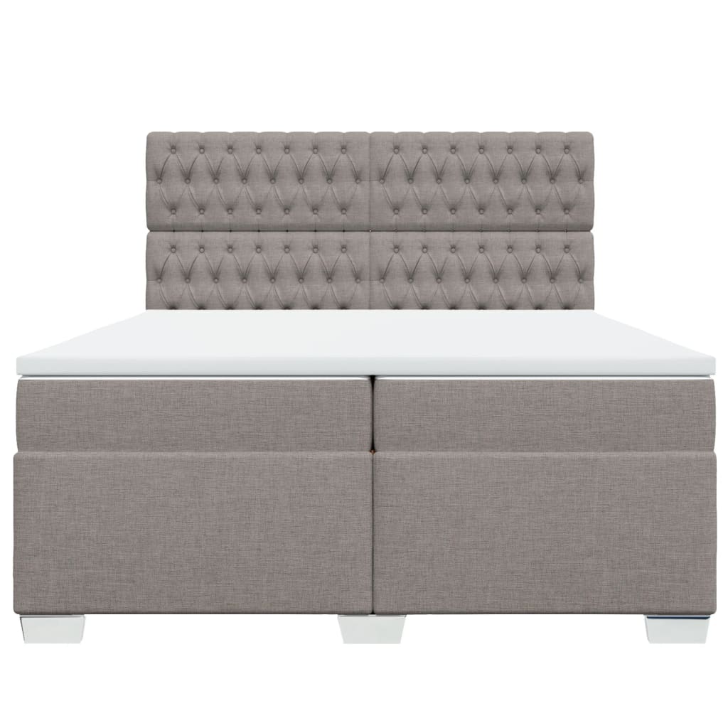 Κρεβάτι Boxspring με Στρώμα Taupe 200x200 εκ. Υφασμάτινο - Pakobazaar