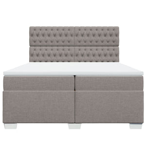 Κρεβάτι Boxspring με Στρώμα Taupe 200x200 εκ. Υφασμάτινο - Pakobazaar