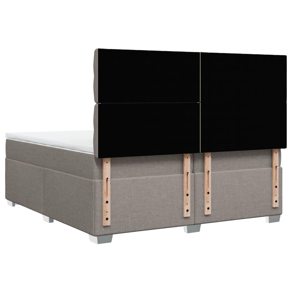 Κρεβάτι Boxspring με Στρώμα Taupe 200x200 εκ. Υφασμάτινο - Pakobazaar