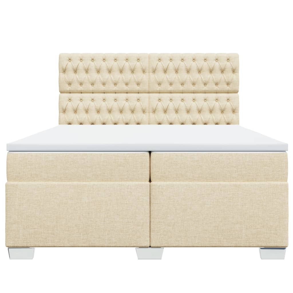 Κρεβάτι Boxspring με Στρώμα Κρεμ 200x200 εκ. Υφασμάτινο