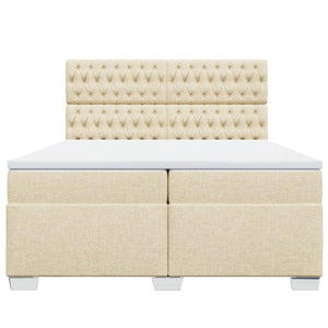 Κρεβάτι Boxspring με Στρώμα Κρεμ 200x200 εκ. Υφασμάτινο
