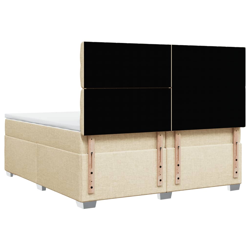 Κρεβάτι Boxspring με Στρώμα Κρεμ 200x200 εκ. Υφασμάτινο