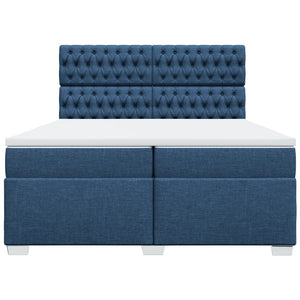Κρεβάτι Boxspring με Στρώμα Μπλε 200x200 εκ. Υφασμάτινο - Pakobazaar