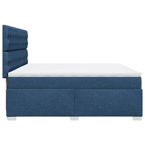 Κρεβάτι Boxspring με Στρώμα Μπλε 200x200 εκ. Υφασμάτινο - Pakobazaar