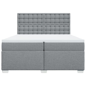 Κρεβάτι Boxspring με Στρώμα Ανοιχτό Γκρι 200x200 εκ. Υφασμάτινο - Pakobazaar