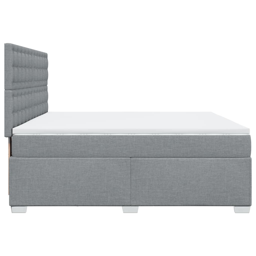 Κρεβάτι Boxspring με Στρώμα Ανοιχτό Γκρι 200x200 εκ. Υφασμάτινο - Pakobazaar
