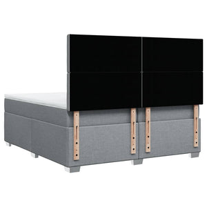 Κρεβάτι Boxspring με Στρώμα Ανοιχτό Γκρι 200x200 εκ. Υφασμάτινο - Pakobazaar
