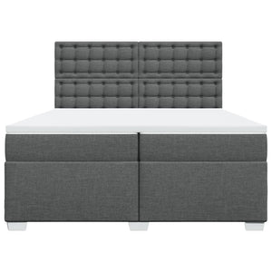 Κρεβάτι Boxspring με Στρώμα Σκούρο Γκρι 200x200 εκ. Υφασμάτινο