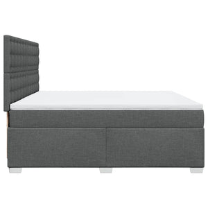 Κρεβάτι Boxspring με Στρώμα Σκούρο Γκρι 200x200 εκ. Υφασμάτινο
