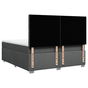 Κρεβάτι Boxspring με Στρώμα Σκούρο Γκρι 200x200 εκ. Υφασμάτινο