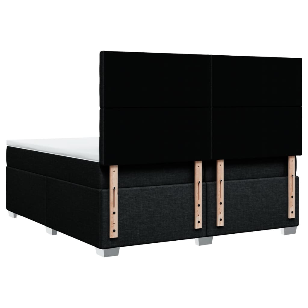 Κρεβάτι Boxspring με Στρώμα Μαύρο 200x200 εκ. Υφασμάτινο - Pakobazaar