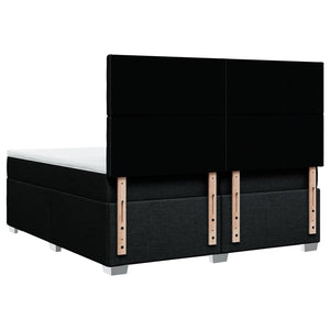 Κρεβάτι Boxspring με Στρώμα Μαύρο 200x200 εκ. Υφασμάτινο - Pakobazaar