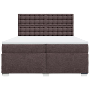 Κρεβάτι Boxspring με Στρώμα Σκούρο Καφέ 200x200 εκ. Υφασμάτινο - Pakobazaar