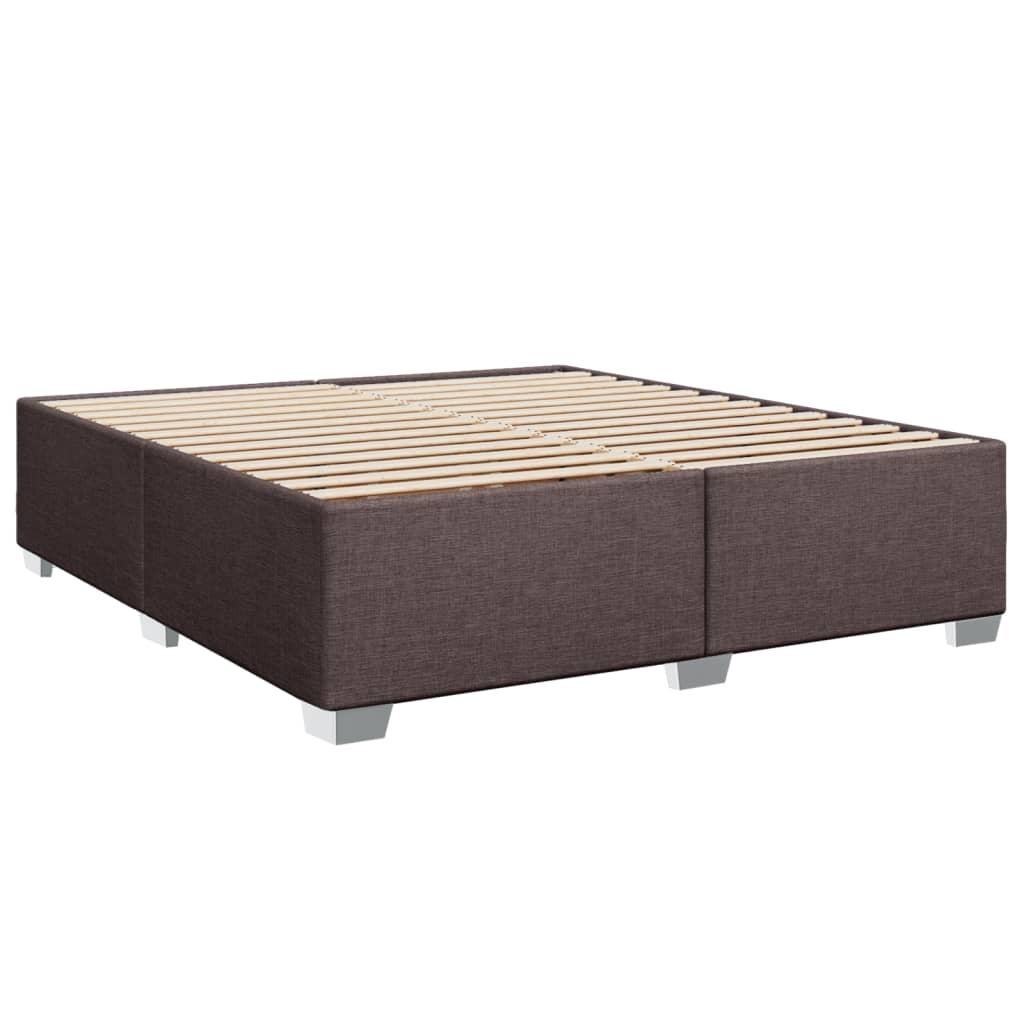 Κρεβάτι Boxspring με Στρώμα Σκούρο Καφέ 200x200 εκ. Υφασμάτινο - Pakobazaar