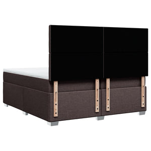 Κρεβάτι Boxspring με Στρώμα Σκούρο Καφέ 200x200 εκ. Υφασμάτινο - Pakobazaar