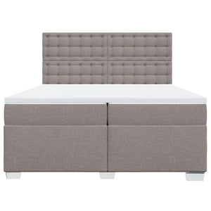 Κρεβάτι Boxspring με Στρώμα Taupe 200x200 εκ. Υφασμάτινο - Pakobazaar