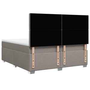 Κρεβάτι Boxspring με Στρώμα Taupe 200x200 εκ. Υφασμάτινο - Pakobazaar