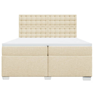 Κρεβάτι Boxspring με Στρώμα Κρεμ 200x200 εκ. Υφασμάτινο