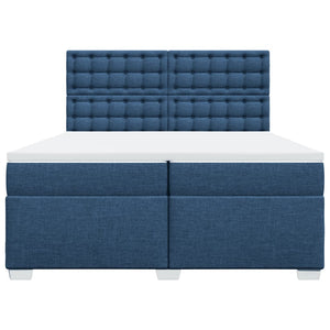 Κρεβάτι Boxspring με Στρώμα Μπλε 200x200 εκ. Υφασμάτινο - Pakobazaar