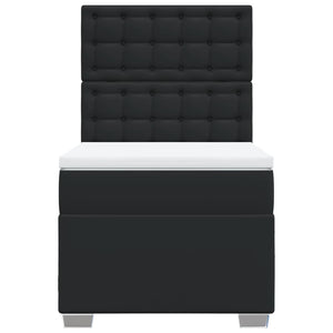 Κρεβάτι Boxspring με Στρώμα Μαύρο 80 x 200 εκ. Συνθετικό Δέρμα - Pakobazaar