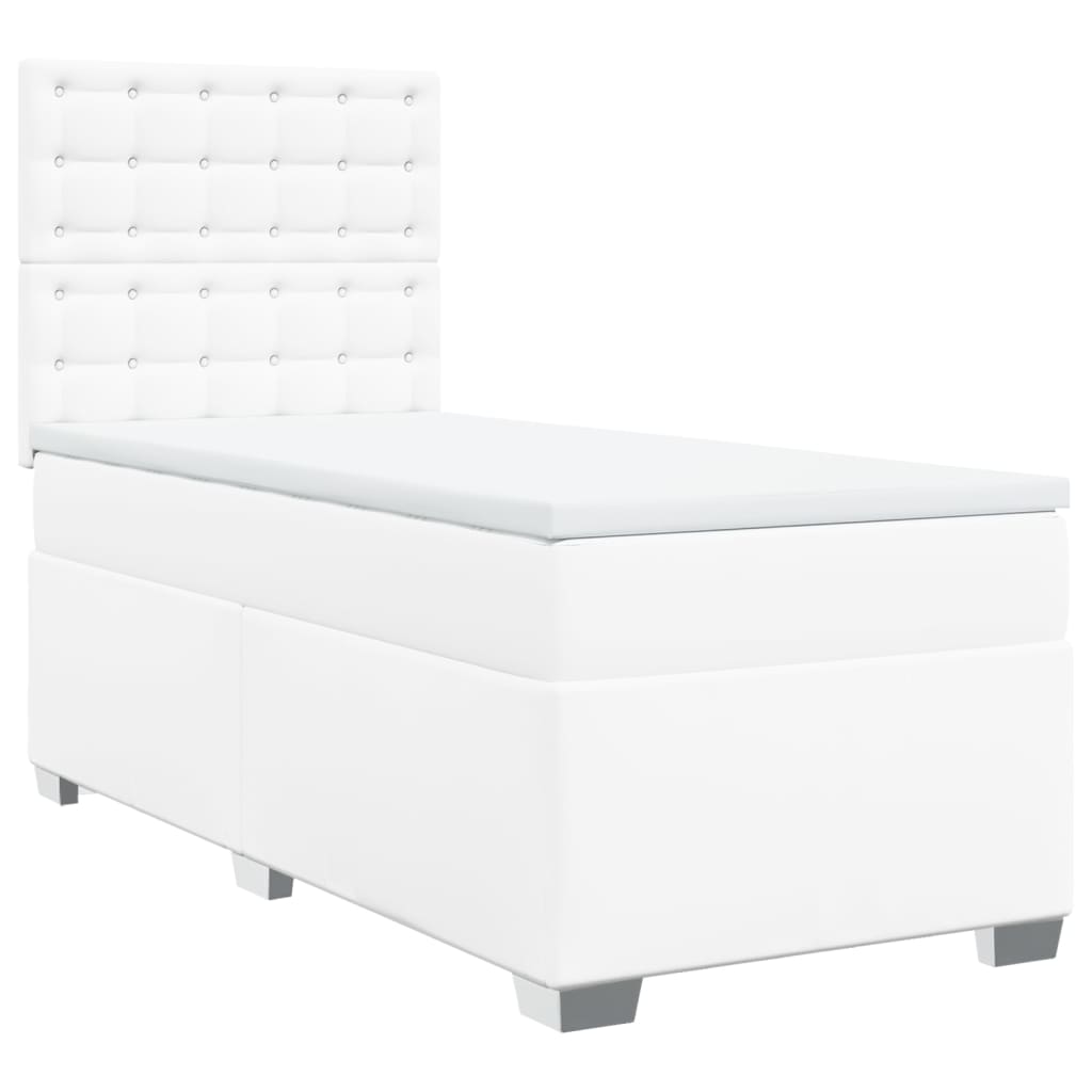 Κρεβάτι Boxspring με Στρώμα Λευκό 80 x 200 εκ. Συνθετικό Δέρμα