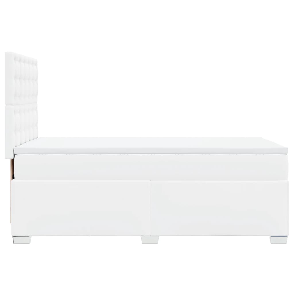 Κρεβάτι Boxspring με Στρώμα Λευκό 80 x 200 εκ. Συνθετικό Δέρμα