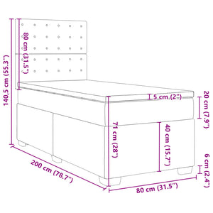 Κρεβάτι Boxspring με Στρώμα Γκρι 80 x 200 εκ. Συνθετικό Δέρμα