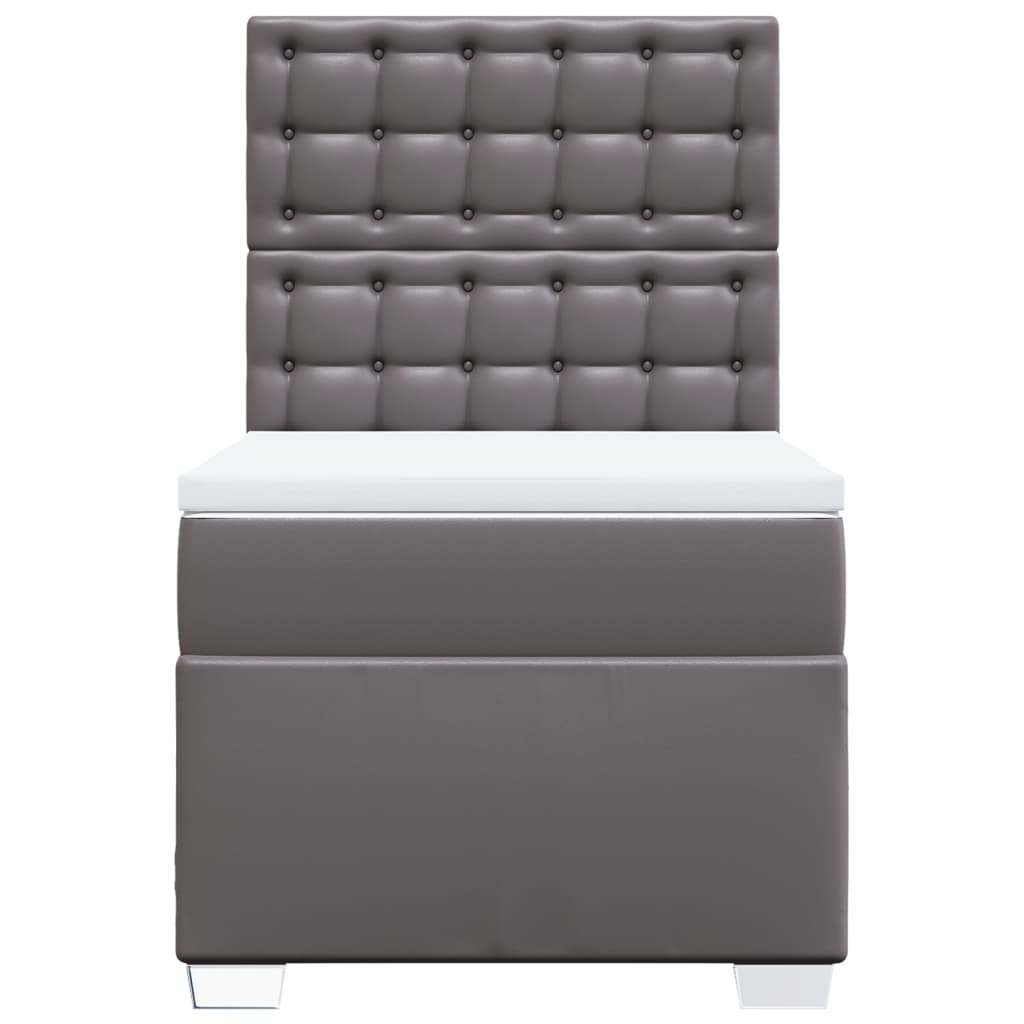 Κρεβάτι Boxspring με Στρώμα Γκρι 80 x 200 εκ. Συνθετικό Δέρμα