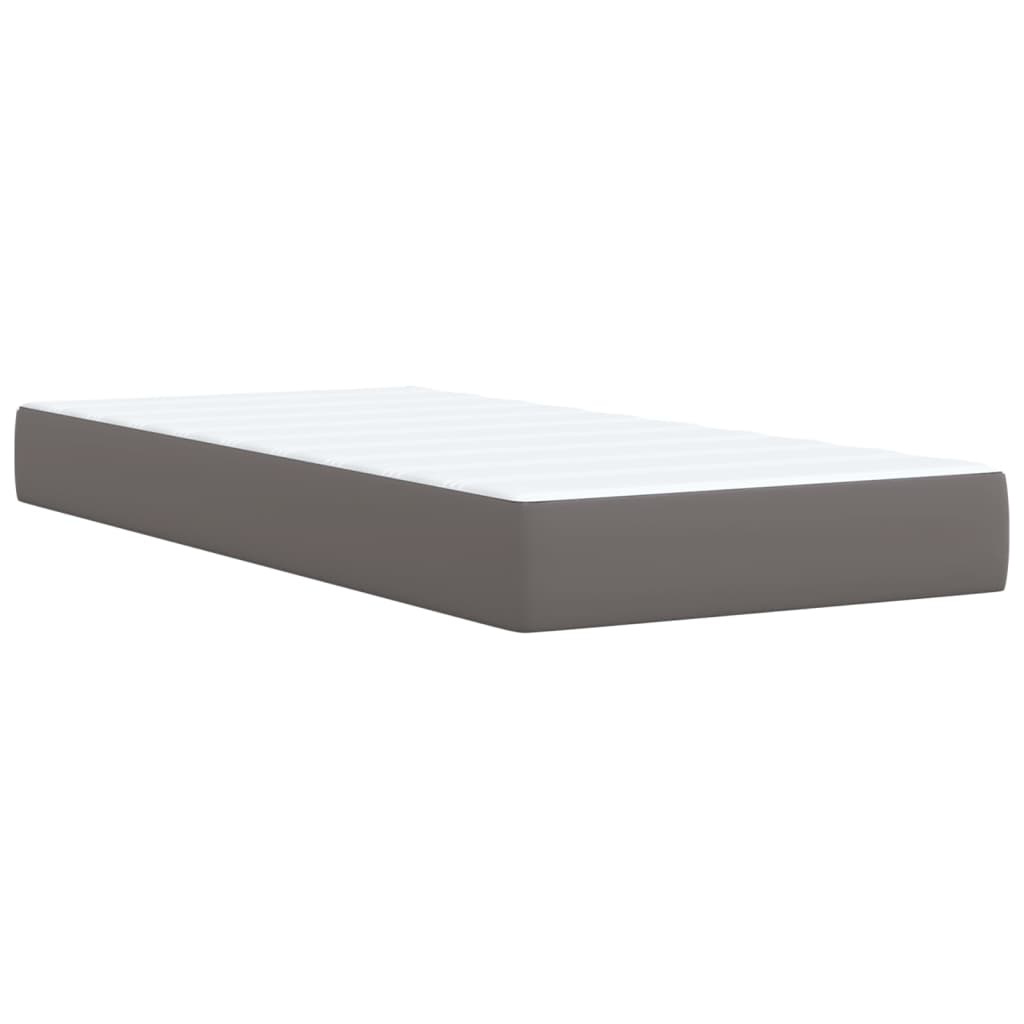 Κρεβάτι Boxspring με Στρώμα Γκρι 80 x 200 εκ. Συνθετικό Δέρμα