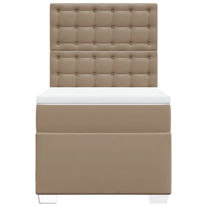 Κρεβάτι Boxspring με Στρώμα Καπουτσίνο 80x200 εκ. Συνθ. Δέρμα - Pakobazaar