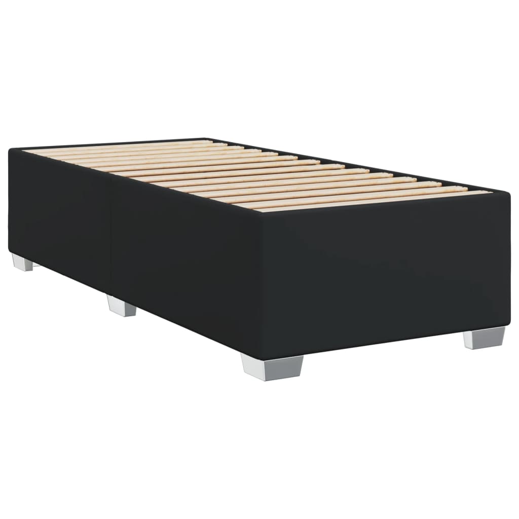 Κρεβάτι Boxspring με Στρώμα Μαύρο 90x190εκ. από Συνθετικό Δέρμα
