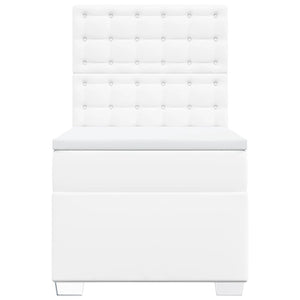 Κρεβάτι Boxspring με Στρώμα Λευκό 90x190εκ. από Συνθετικό Δέρμα