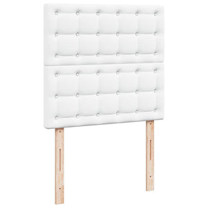 Κρεβάτι Boxspring με Στρώμα Λευκό 90x190εκ. από Συνθετικό Δέρμα