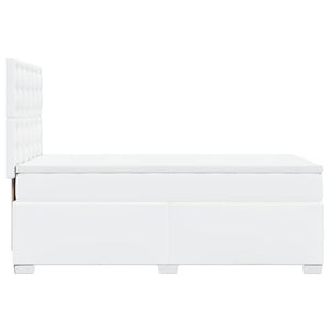 Κρεβάτι Boxspring με Στρώμα Λευκό 90x190εκ. από Συνθετικό Δέρμα