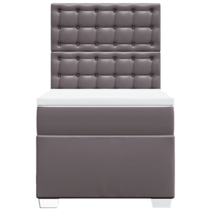Κρεβάτι Boxspring με Στρώμα Γκρι 90x190 εκ. από Συνθετικό Δέρμα
