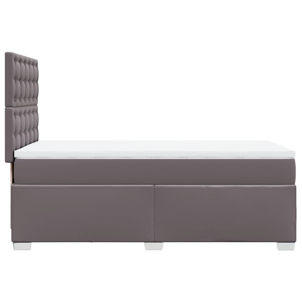 Κρεβάτι Boxspring με Στρώμα Γκρι 90x190 εκ. από Συνθετικό Δέρμα