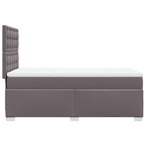 Κρεβάτι Boxspring με Στρώμα Γκρι 90x190 εκ. από Συνθετικό Δέρμα