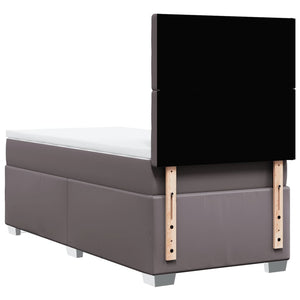Κρεβάτι Boxspring με Στρώμα Γκρι 90x190 εκ. από Συνθετικό Δέρμα