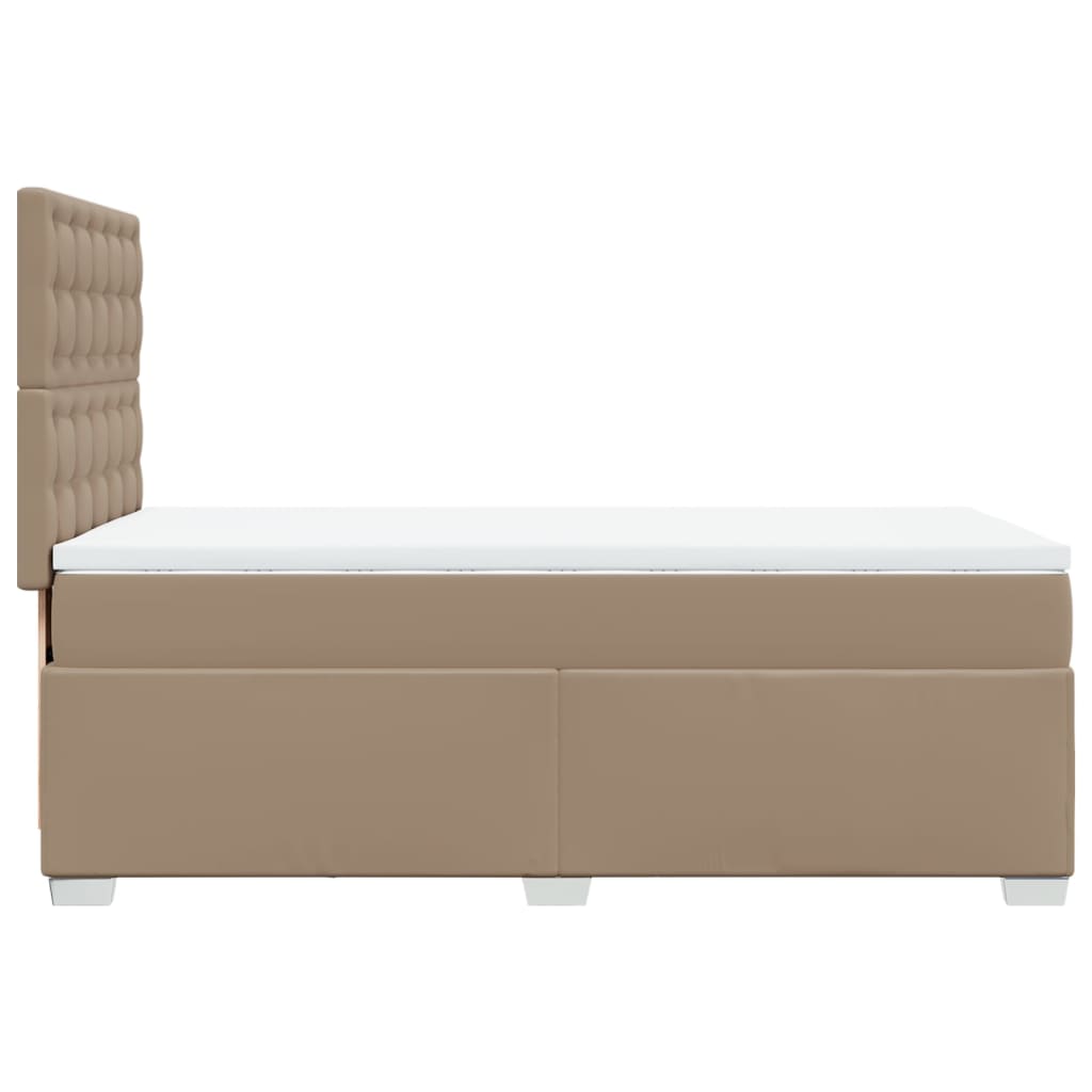 Κρεβάτι Boxspring με Στρώμα Καπουτσίνο 90x190εκ.από Συνθ. Δέρμα